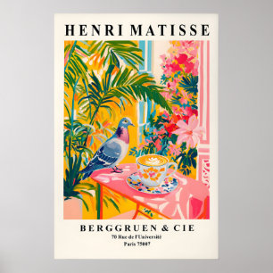 Tauben-Trinkkaffee-Kunstprint Lustige Matisse Poster