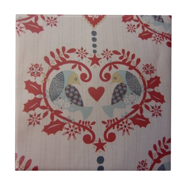 Tauben u. Herzen -- Pennsylvania-Holländer Fliese (Vorderseite)