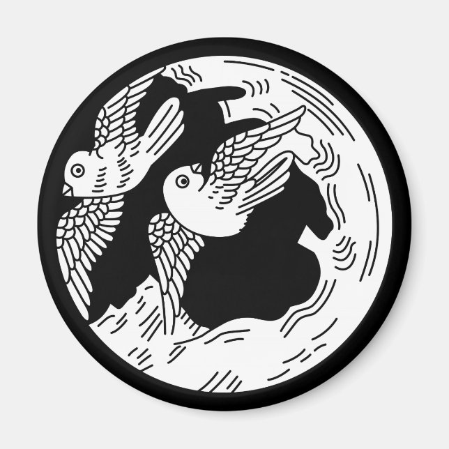 Tauben und alter Baum Magnet (Vorne)