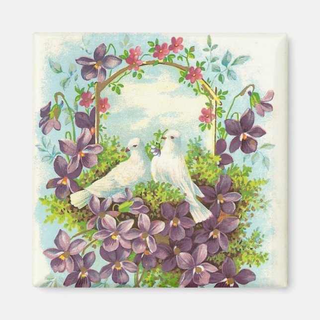 Tauben und Blume Magnet (Vorne)