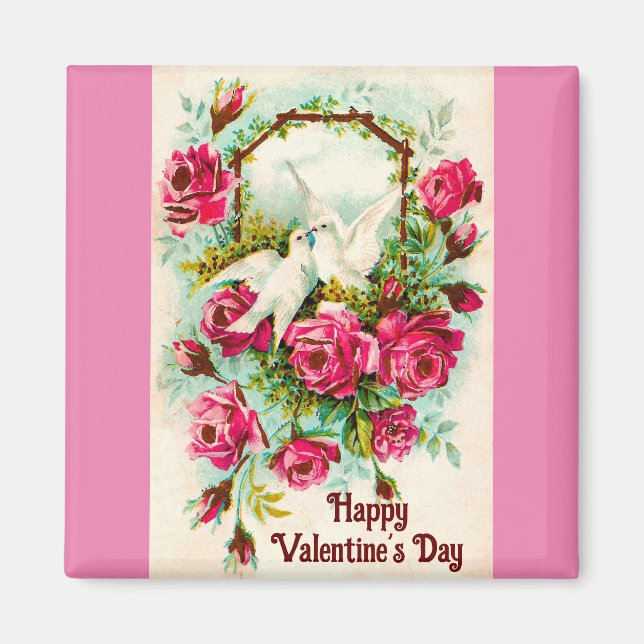 Tauben und Rose Valentine Magnet (Vorne)