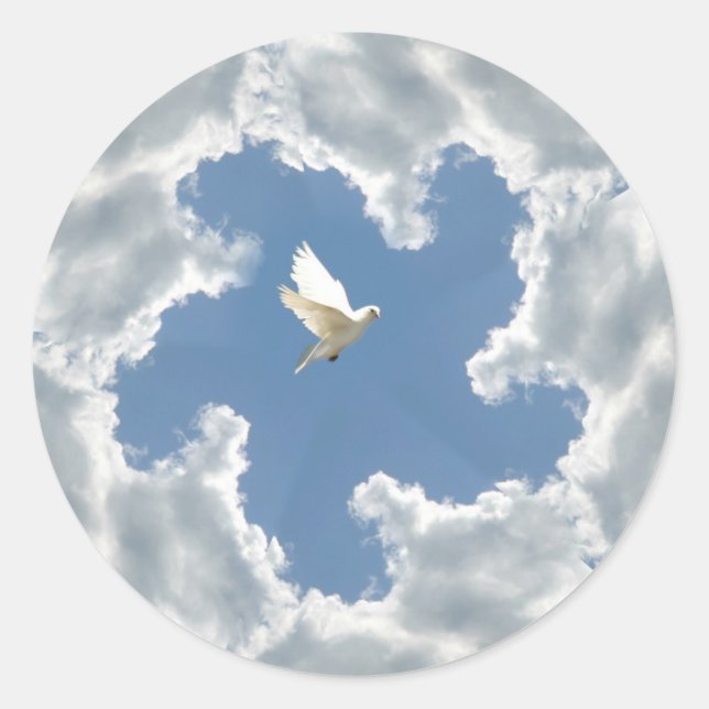 Taubenaufkleber für Cloud Silber Runder Aufkleber (Vorderseite)