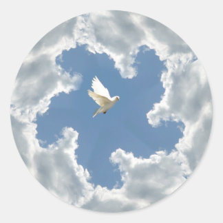 Taubenaufkleber für Cloud Silber Runder Aufkleber