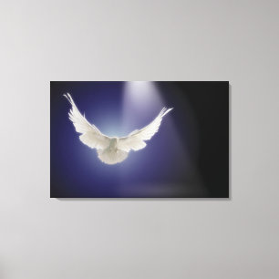 Taubenfliegen durch Lichtstrahl Leinwanddruck