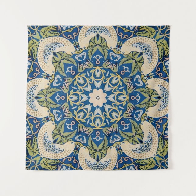 Taubengarten - Vintage Blume Wandteppich (Vorderseite)