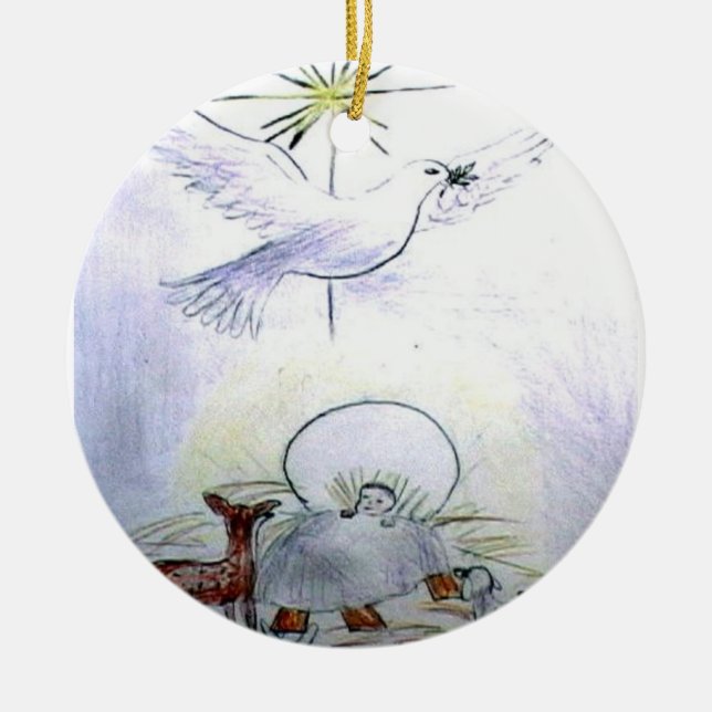 Taubenkind Jesus Keramikornament (Vorne)