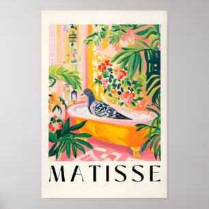 Taubenposter im Badezimmer, Lustige Kunst für die Poster