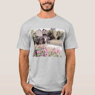 Taubenschmiede Alte Mill Aquarell mit Blume T-Shirt