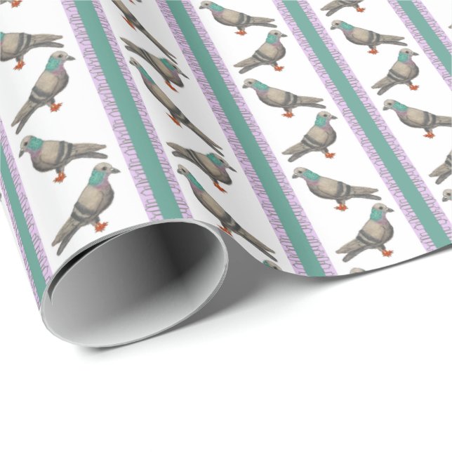 Taubenstreifen Geschenkpapier (Rolleneckpunkt)