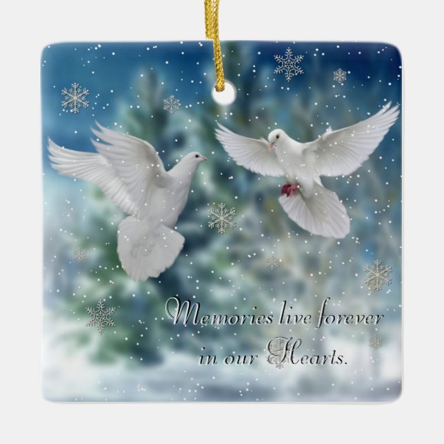 Taubenweihnachtsverzierung Keramikornament (Vorderseite)