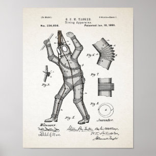 Tauchanzug-Patent von 1881 Poster