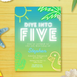Tauche ein in Five - Jungen-Poolparty Einladung