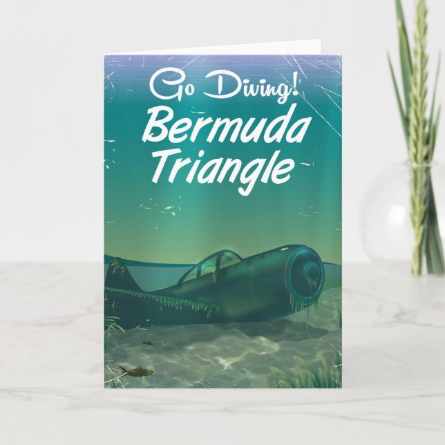 Tauchen! Bermuda-Dreieck-Fahrplakat Feiertagskarte (Vorderseite)