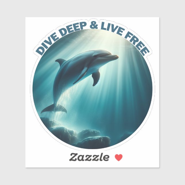 Tauchen Deep Live Free Dolphin Aufkleber (Blatt)
