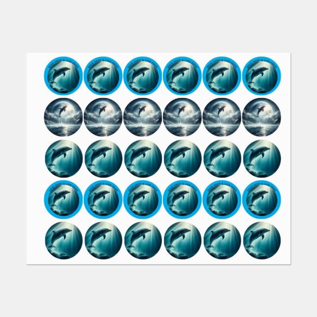Tauchen Deep Live Free Dolphin Etiketten (Blatt)