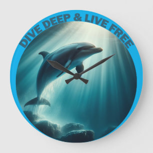 Tauchen Deep Live Free Dolphin Große Wanduhr