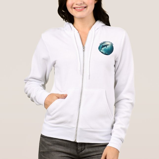 Tauchen Deep Live Free Dolphin Hoodie (Vorderseite)