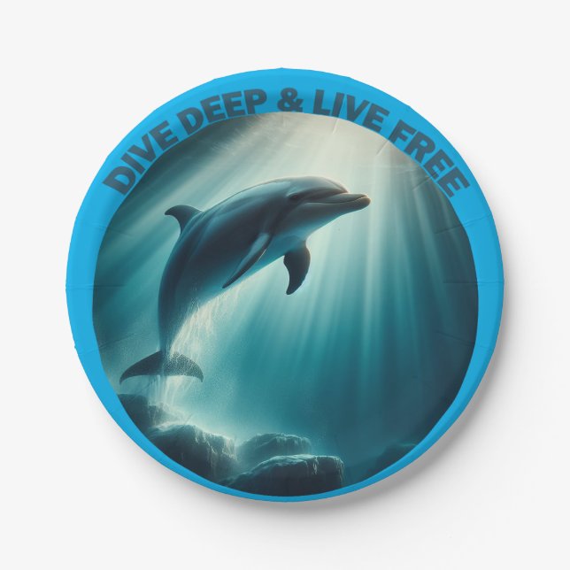 Tauchen Deep Live Free Dolphin Pappteller (Vorderseite)