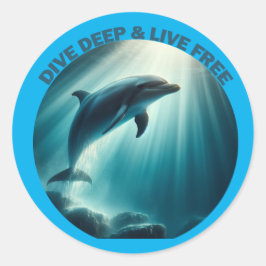Tauchen Deep Live Free Dolphin Runder Aufkleber