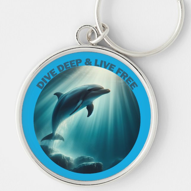 Tauchen Deep Live Free Dolphin Schlüsselanhänger (Vorne)