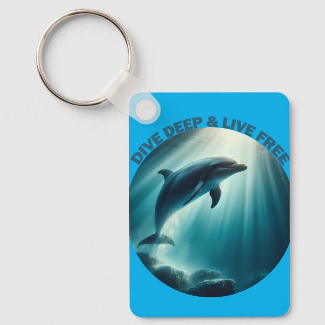 Tauchen Deep Live Free Dolphin Schlüsselanhänger (Vorderseite)