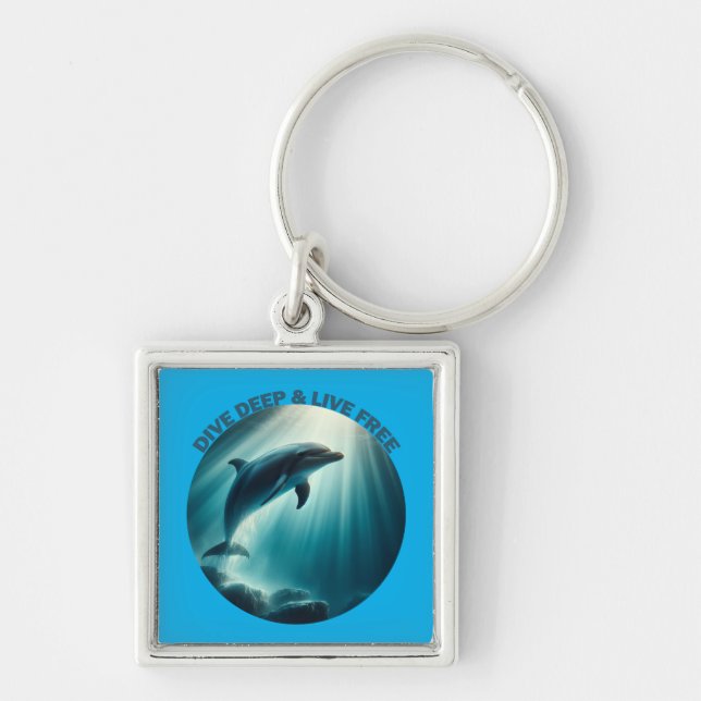 Tauchen Deep Live Free Dolphin Schlüsselanhänger (Vorne)