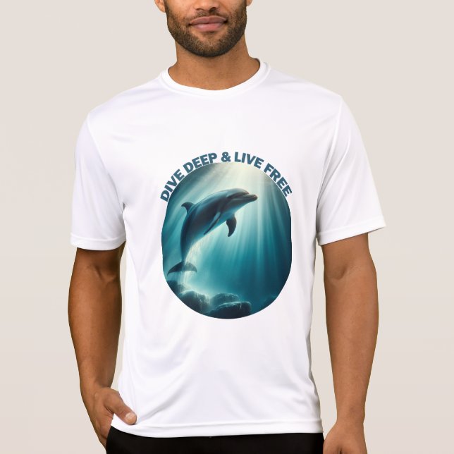 Tauchen Deep Live Free Dolphin T-Shirt (Vorderseite)