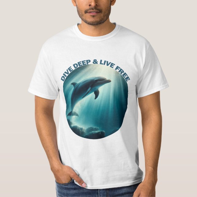 Tauchen Deep Live Free Dolphin T-Shirt (Vorderseite)