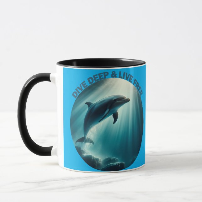 Tauchen Deep Live Free Dolphin Tasse (Links)
