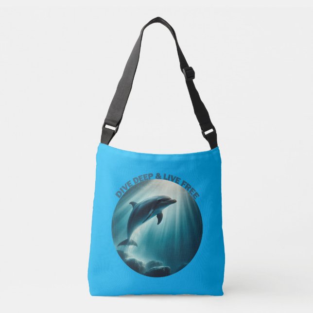 Tauchen Deep Live Free Dolphin Tragetaschen Mit Langen Trägern (Vorderseite)