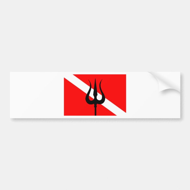 Tauchen-Flagge Trident Autoaufkleber (Vorne)