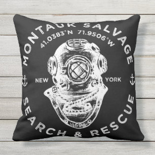 Tauchen Helmet Montauk Salvage Company Kissen Für Draußen