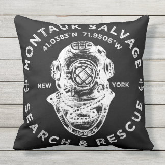 Tauchen Helmet Montauk Salvage Company Kissen Für Draußen