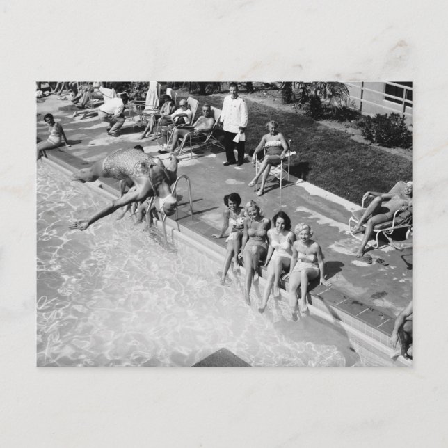 Tauchen im Country Club, Los Angeles, 1951 Postkarte (Vorderseite)