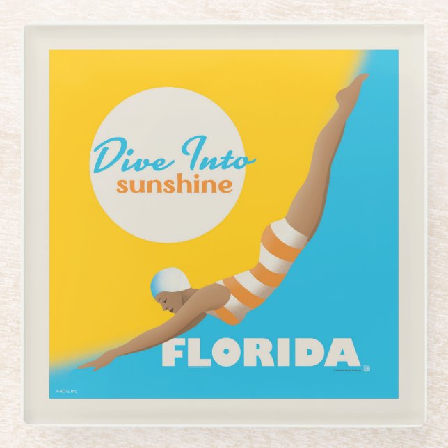 Tauchen in den Sonnenschein | Florida Glasuntersetzer (Vorderseite)