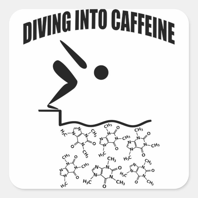Tauchen in Koffein Quadratischer Aufkleber (Vorderseite)