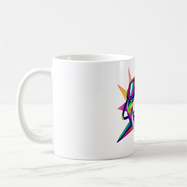 Tauchen in Mut - Hai-Taucher-T-Shirt Kaffeetasse (Links)