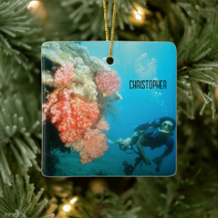 Tauchen mit Atemgerät personalisiert Keramikornament