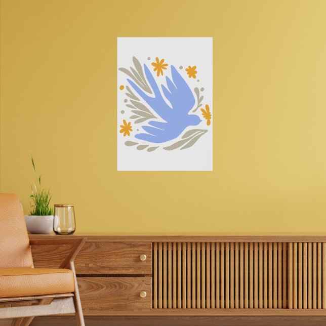 Tauchen mit Blume im Volksstil | Moderne Formen Poster (Wohnzimmer 2)