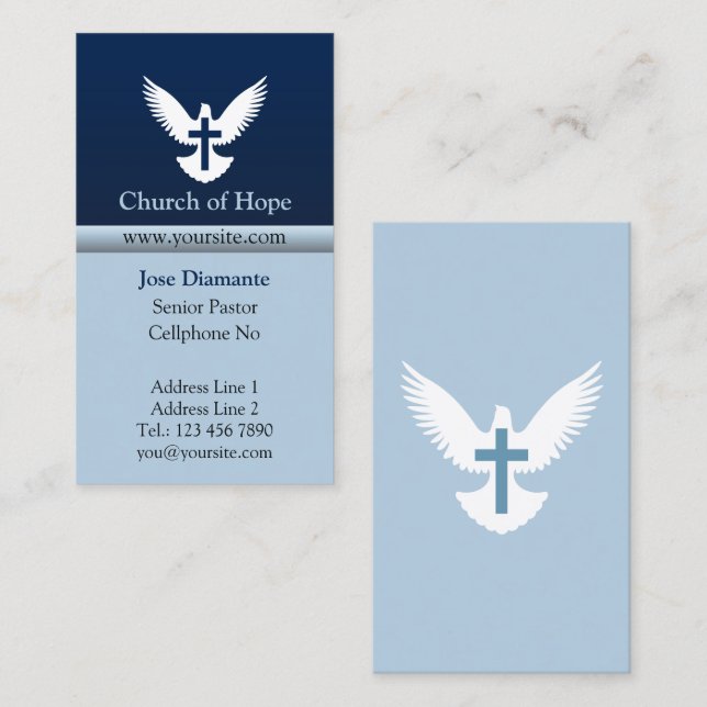 Tauchen mit Cross Blue Vertikal Church Card Visitenkarte (Vorne/Hinten)