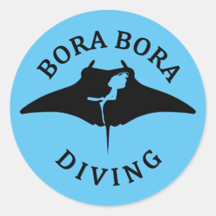 Tauchen mit Manta-Rays in Bora Bora Runder Aufkleber