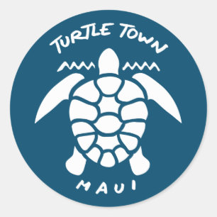 Tauchen mit Meeresschildkröten - Turtelstadt Maui Runder Aufkleber