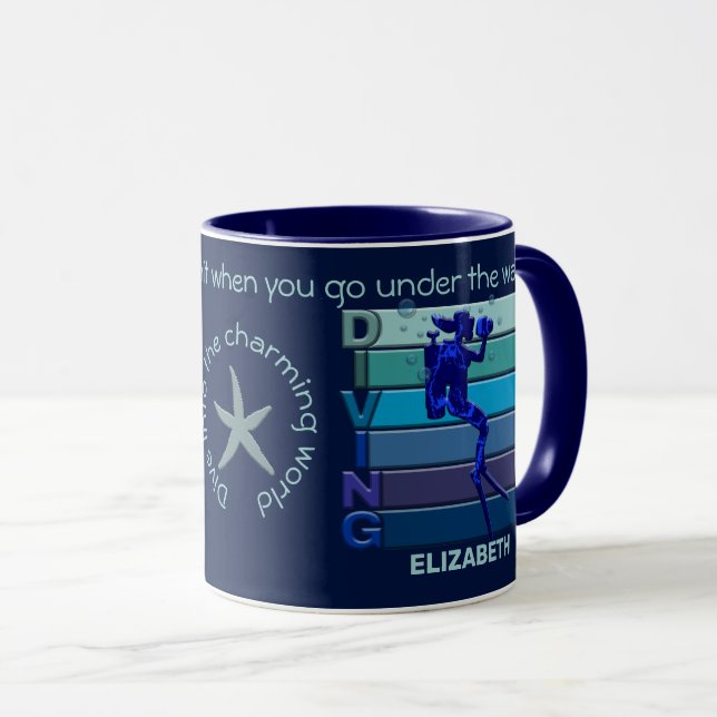 Tauchen - Persönlich für Frauen anpassbar Tasse (VorderseiteRechts)