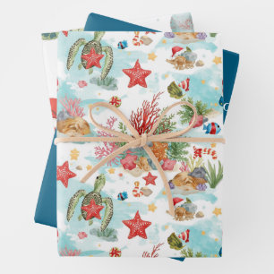 Tauchen Santa Unterwasser-Weihnachtsfeier  Geschenkpapier Set