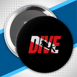 Tauchen, Scuba Diver Geschenk Taucherabtrieb Flagg Button