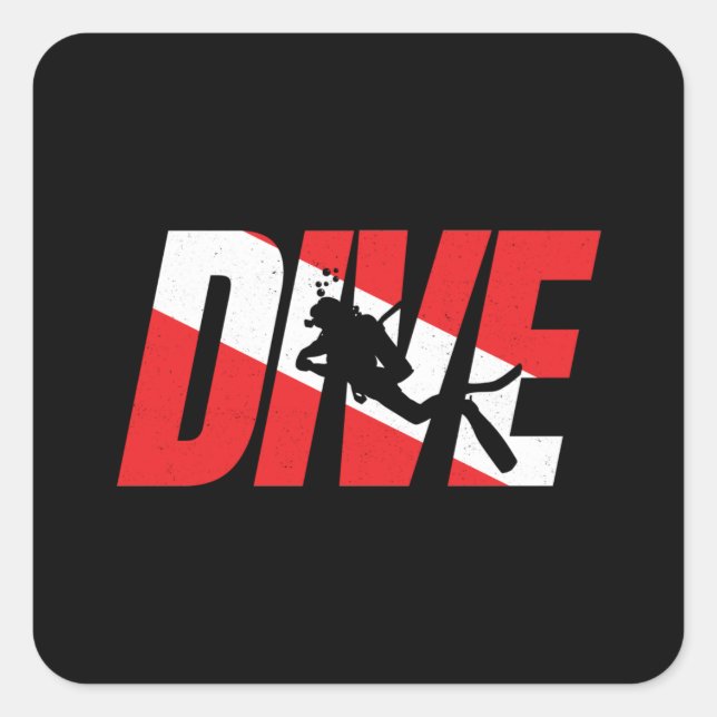 Tauchen, Scuba Diver Geschenk Taucherabtrieb Flagg Quadratischer Aufkleber (Vorderseite)
