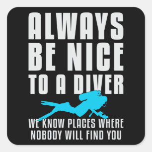 Tauchen Scuba Diving Diver Funny Sea Geschenk Idee Quadratischer Aufkleber