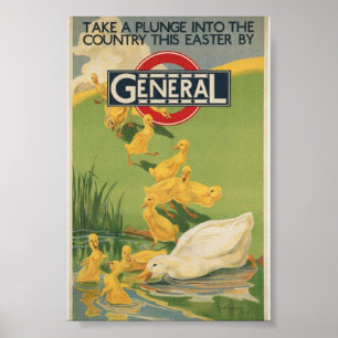 Tauchen Sie ein in das Land! Vintages Advert Poster
