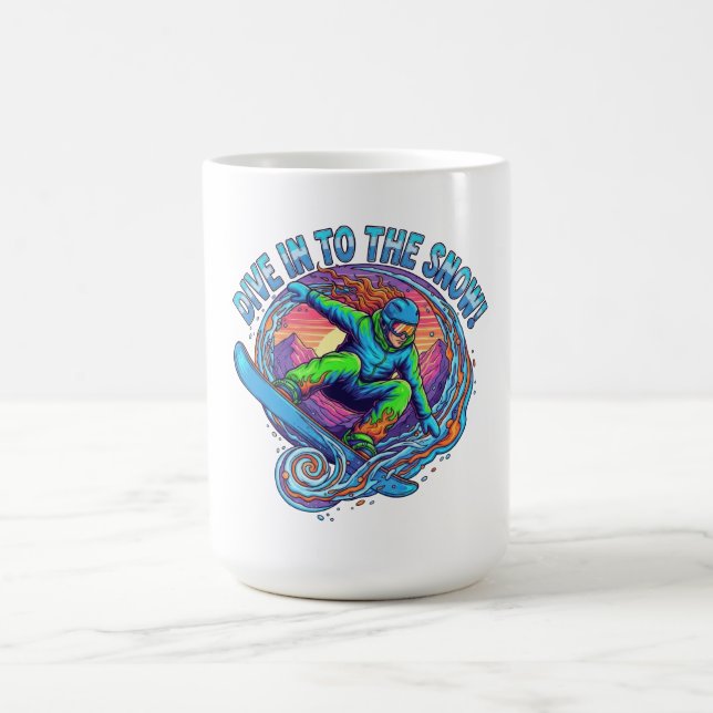Tauchen Sie ein in das Schneesnowboard Kaffeetasse (Mittel)