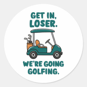 Tauchen Sie ein in den Golfplatz von Funny Retro G Runder Aufkleber
